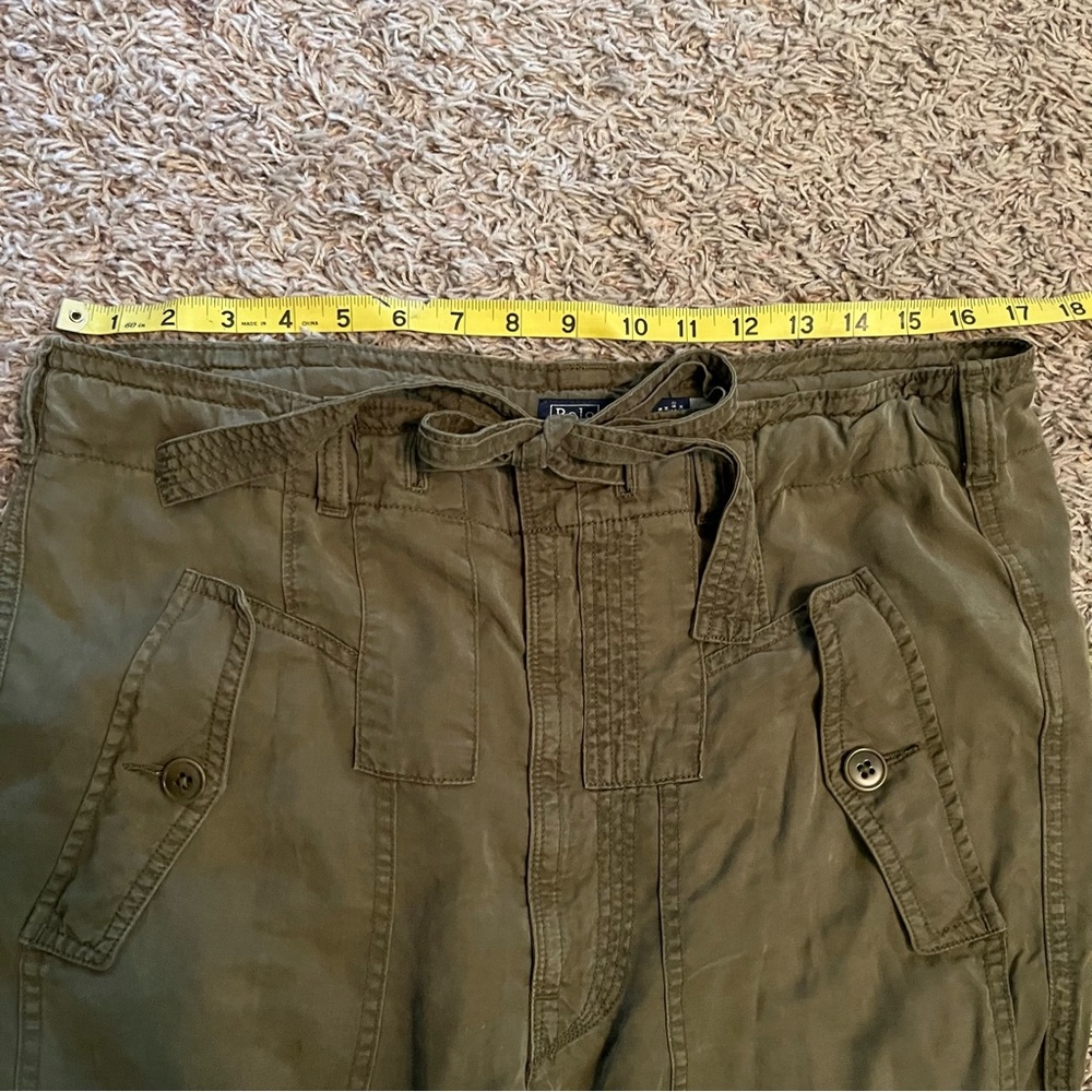 POLO RALPH LAUREN Runway Line Linen Blend Twill Cargo Pant in Army Green Sz 6 - Picture 13 of 14